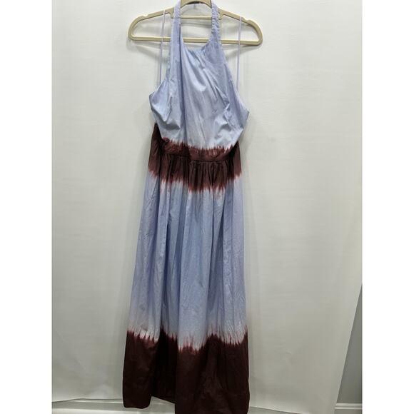 A.L.C. Blair Dip Dye Sky Blue & Brown Halter Neck Fudge Maxi Dress Size 12 FLAW - Picture 3 of 16
